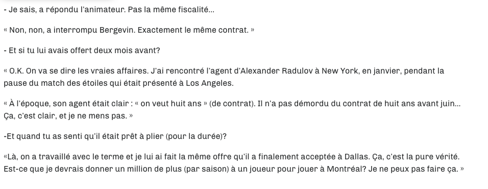  Marc Bergevin persiste et signe...RADULOV le MENTEUR...