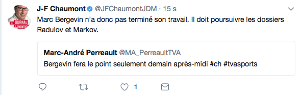 Marc Bergevin va juste parler demain après-midi.