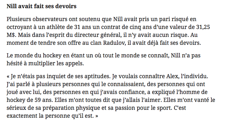 Marc Bergevin va lire ça...Et va pleurer...
