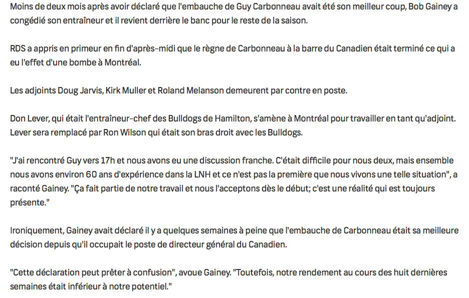 Marc Bergevin va se faire CARBOniser...HAHA!!!!