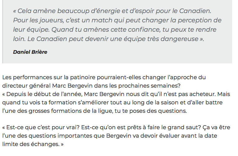 Marc Bergevin...n'a pas peur de mettre sa tête sur le BÛCHER...