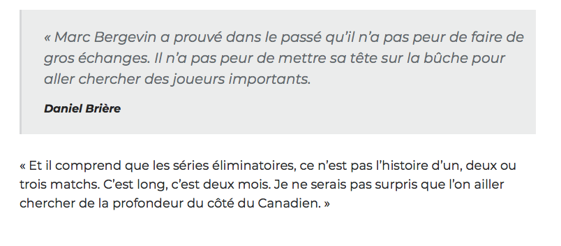Marc Bergevin...n'a pas peur de mettre sa tête sur le BÛCHER...