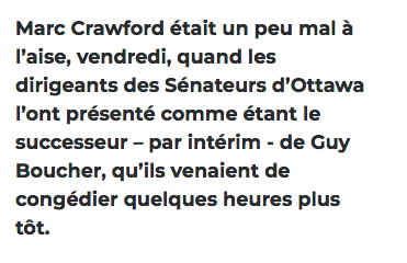 Marc Crawford....MAL à L'AISE...