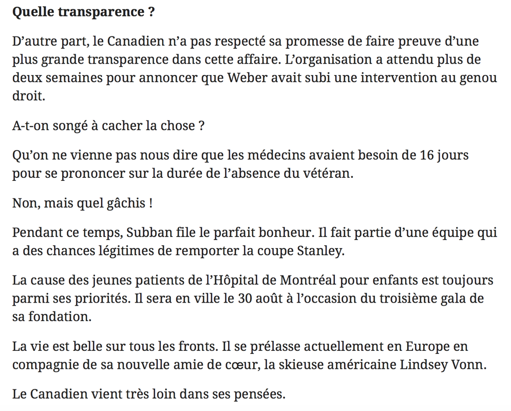 Marc De Foy, est un des seuls, à ne pas avoir peur du CH...