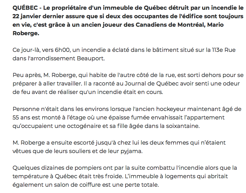Mario Roberge a SAUVÉ 2 vieilles madames d'être BRÛLÉES VIVE...