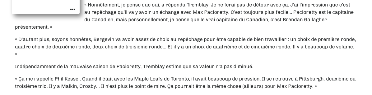 Mario Tremblay le DEVIN avec un verre de trop dans le nez!!!!