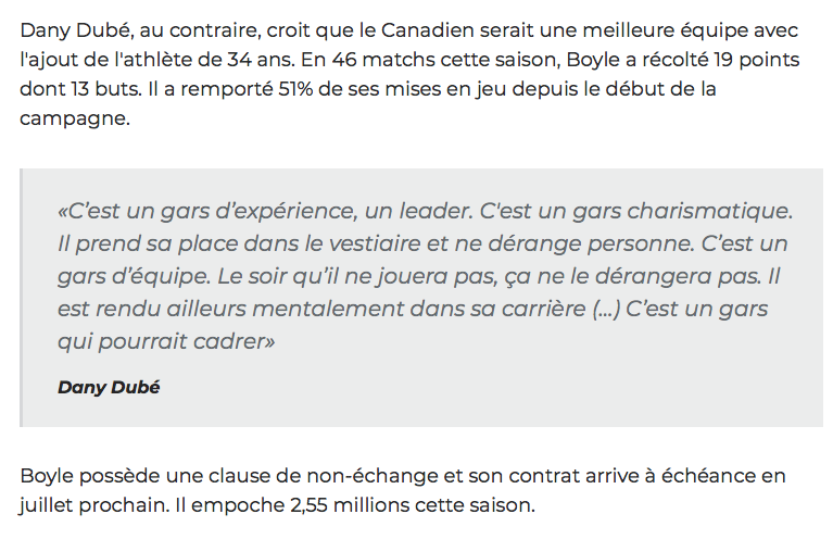 Mario Tremblay ne veut pas de Brian Boyle à Montréal....Parce qu'il a été atteint de la LEUCÉMIE????