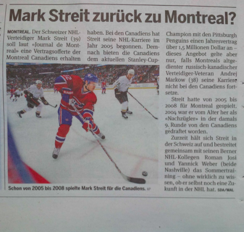  Mark Streit à Montréal...Ça EXPLOSE en Suisse!!!!!!!!!!