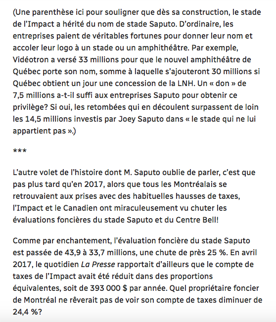 Martin Leclerc RAMASSE Joey Saputo pas à peu près....