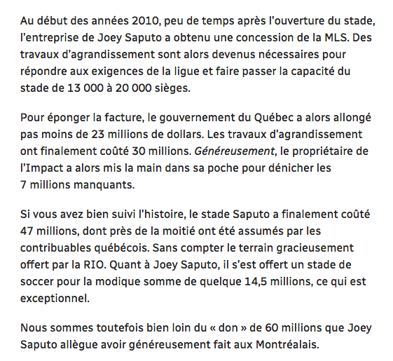 Martin Leclerc RAMASSE Joey Saputo pas à peu près....