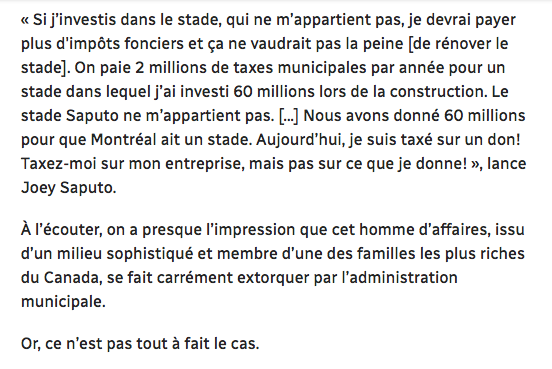 Martin Leclerc RAMASSE Joey Saputo pas à peu près....