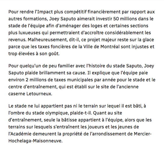 Martin Leclerc RAMASSE Joey Saputo pas à peu près....