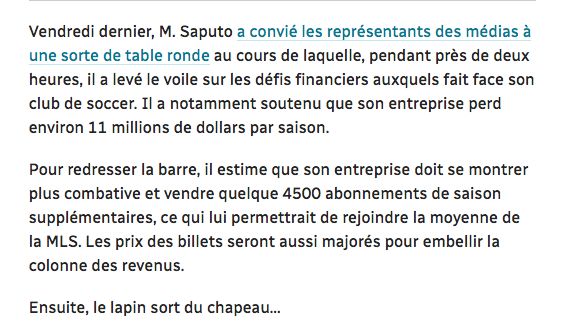 Martin Leclerc RAMASSE Joey Saputo pas à peu près....