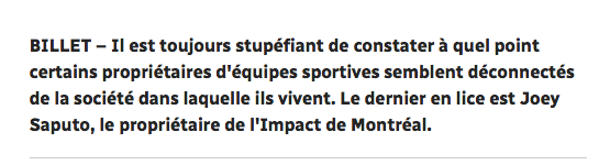 Martin Leclerc RAMASSE Joey Saputo pas à peu près....
