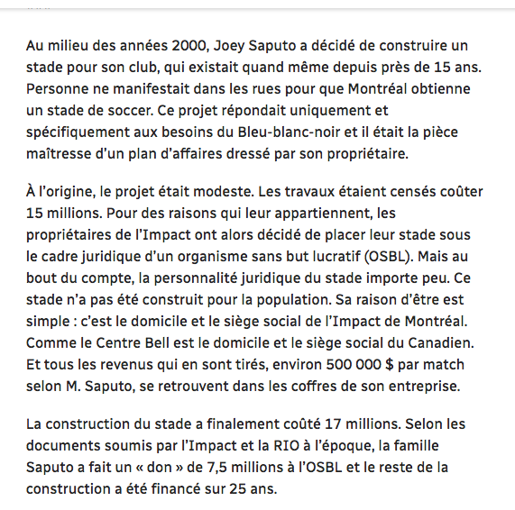 Martin Leclerc RAMASSE Joey Saputo pas à peu près....