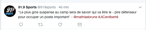 Mathias Brunet CRACHE sur la défensive du CH...