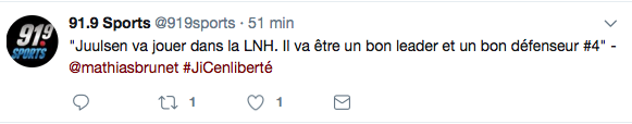 Mathias Brunet CRACHE sur la défensive du CH...