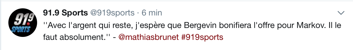 Mathias Brunet est dû pour des vacances en TA...