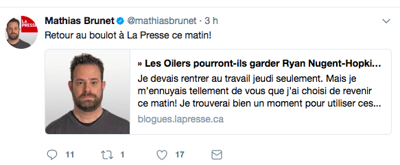 Mathias Brunet revient au boulot..et...
