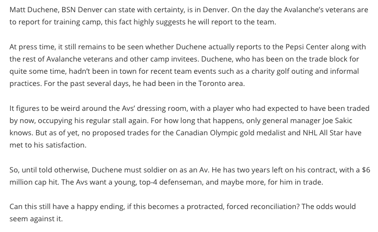 Matt Duchene est à DENVER!!!!!