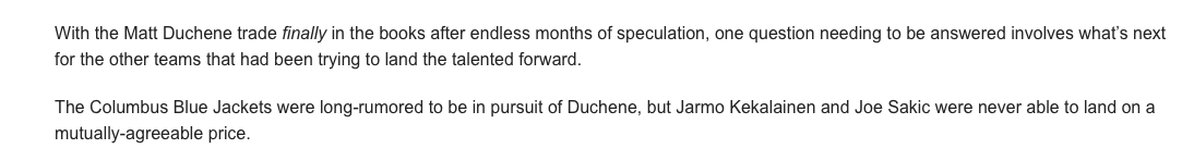  Matt Duchene est passé à deux doigts...