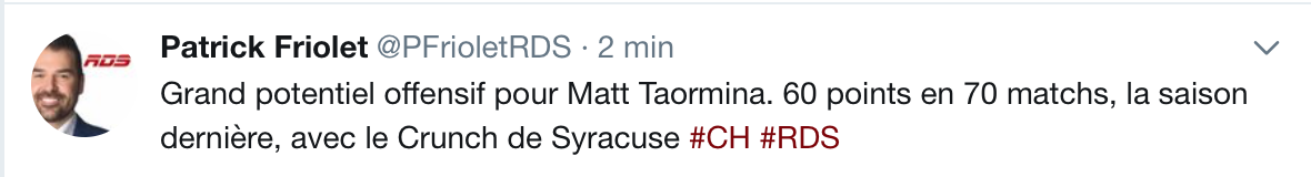 Matt Taormina à la gauche de Shea Weber...