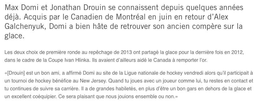 Max Domi peut se rassurer..