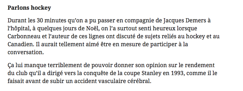 Max Pacioretty devrait aller visiter Jacques Demers à l'hôpital..