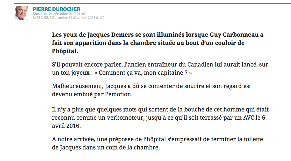 Max Pacioretty devrait aller visiter Jacques Demers à l'hôpital..