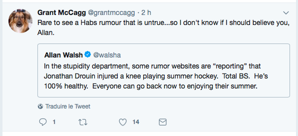 Même l'ancien dépisteur de Bob Gainey...Ne croit pas l'agent de Jonathan Drouin..