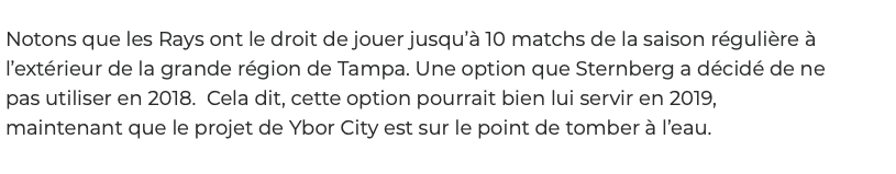 Même les experts autour de la MLB...Parle d'un déménagement des Rays vers Montréal..