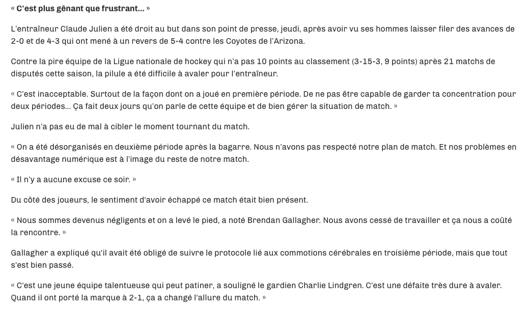 Même Michel Therrien n'a jamais dit ça...