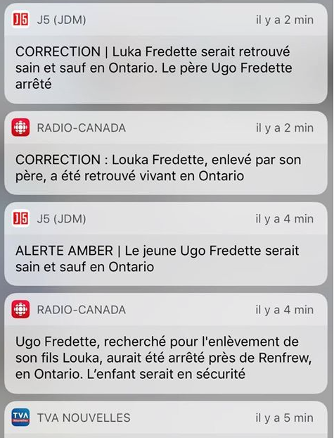 Même pour les enlèvements d'enfant..QUEBECOR est SAOUL RAIDE...