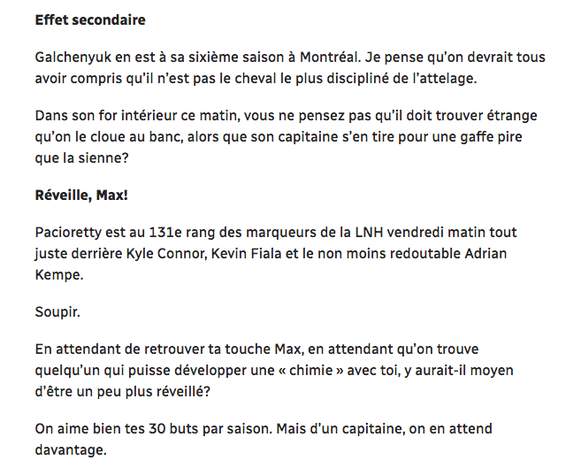 Merci Radio-Canada...D'Avoir RAMASSÉ Max Pacioretty...