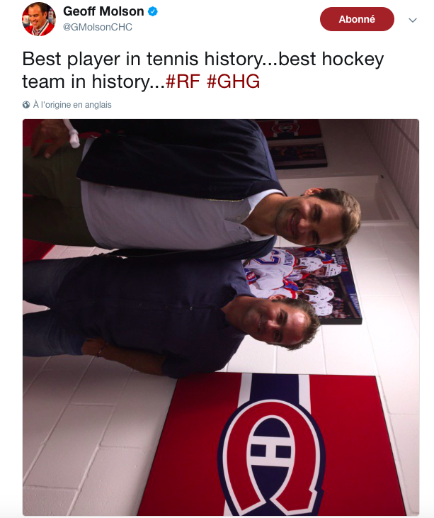 Message à Geoff Molson...Ne compare pas Roger Federer au Canadien de Montréal...