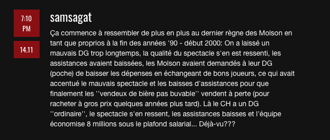 MESSAGE à la famille Molson..
