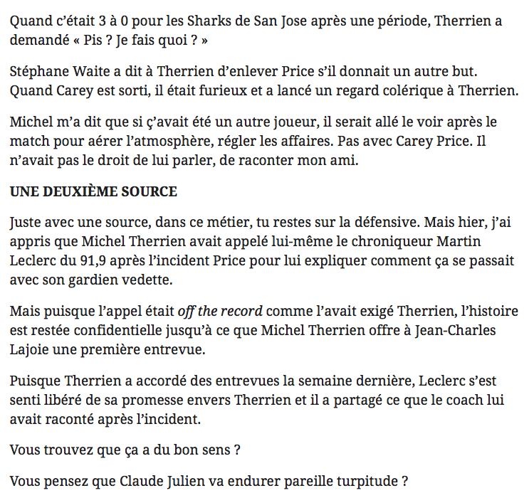  Michel Therrien n'avait pas le droit de parler à Carey Price...