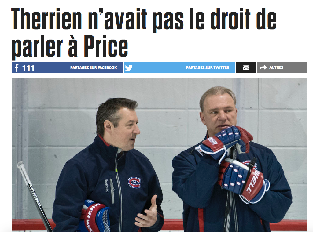  Michel Therrien n'avait pas le droit de parler à Carey Price...