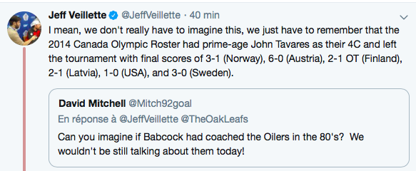 Mike Babcock commence à GOSSER BEN DU MONDE à Toronto...