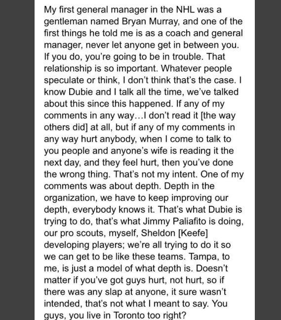 Mike Babcock essaie de se JUSTIFIER par rapport à ses propos concernant Kyle Dubas...