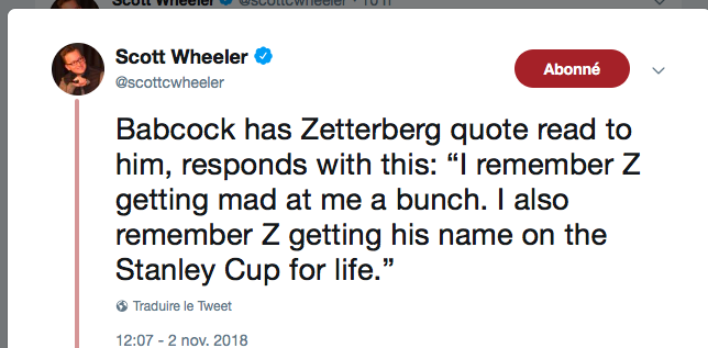 Mike Babcock répond à Henrik Zetterberg!!!!!