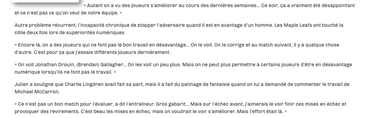 Mike McCarron s'est encore fait HUMILIER tout le match...mais Claude le protège....