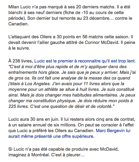 Milan Lucic sait qu'il doit MAIGRIR...Marc Bergevin ne doit pas MAIGRIR avec ses GROS PIPES...HAHA!!!