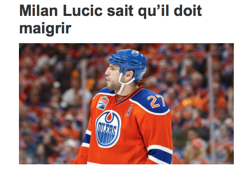 Milan Lucic sait qu'il doit MAIGRIR...Marc Bergevin ne doit pas MAIGRIR avec ses GROS PIPES...HAHA!!!