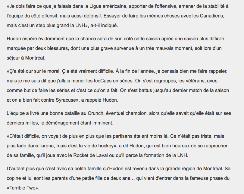 Mise-O-Jeu devrait faire un PARI..Charles Hudon va-t-il percer l'alignement du CH..