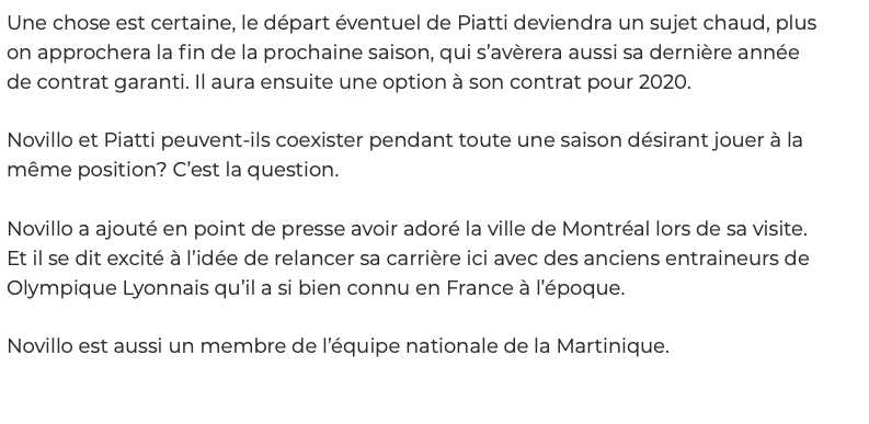 Nacho Piatti sera ÉCHANGÉ....À la PK Subban...