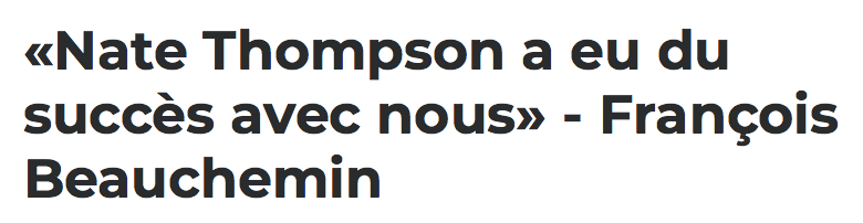 Nate Thompson va aider le CH en TA....selon...