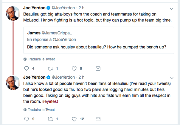 Nathan Beaulieu BIEN AU CHAUD sur la 3e paire des Sabres...