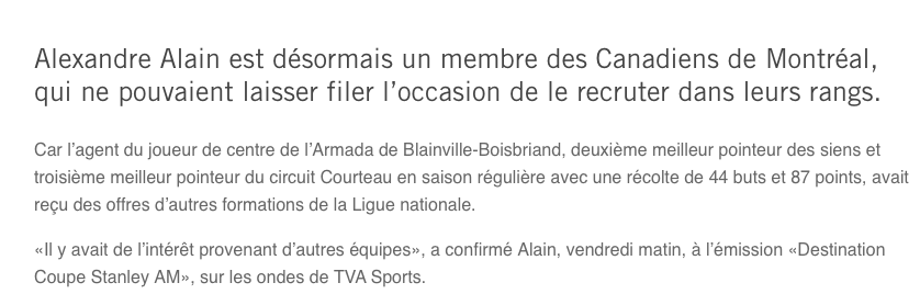 N'écoutez pas TVA Sports...Qui LICHE le CUL de Marc Bergevin...et d'Alexandre Alain...