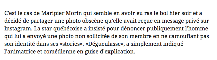 N'envoie pas une photo de ton MEMBRE SEXUEL à Maripier Morin....